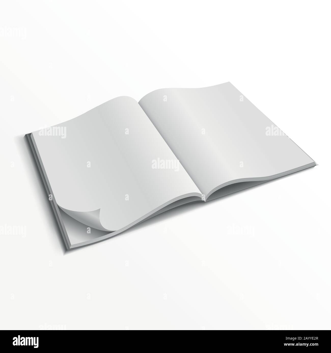 Blank opened magazine cover vector template. Empty paper magazine mockup Stock Vector