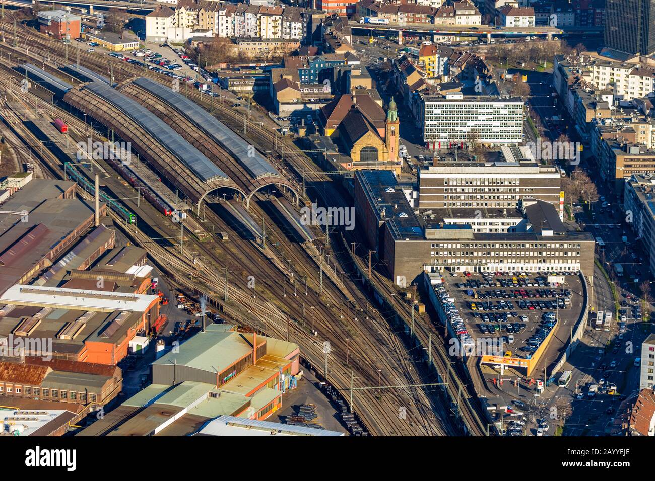 Aerial photograph, Hagen Central Station, Mittelstadt, Hagen, Ruhr Area