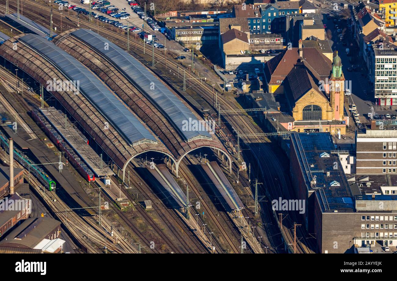 Aerial photograph, Hagen Central Station, Mittelstadt, Hagen, Ruhr Area