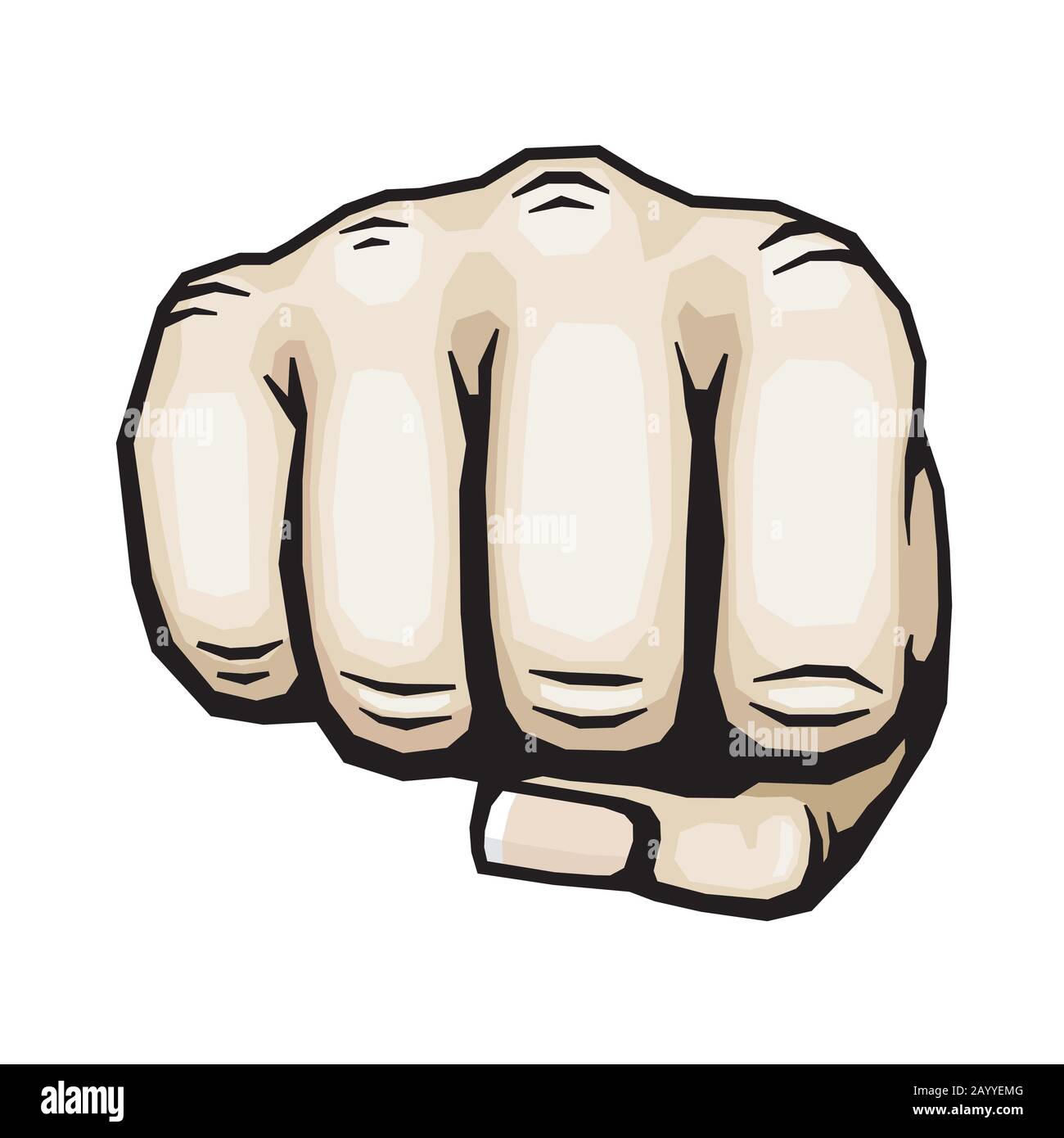 Color punching hand with clenched fist vector illustration. Human fist isolated on white background, icon human hand for protest and strike Stock Vector