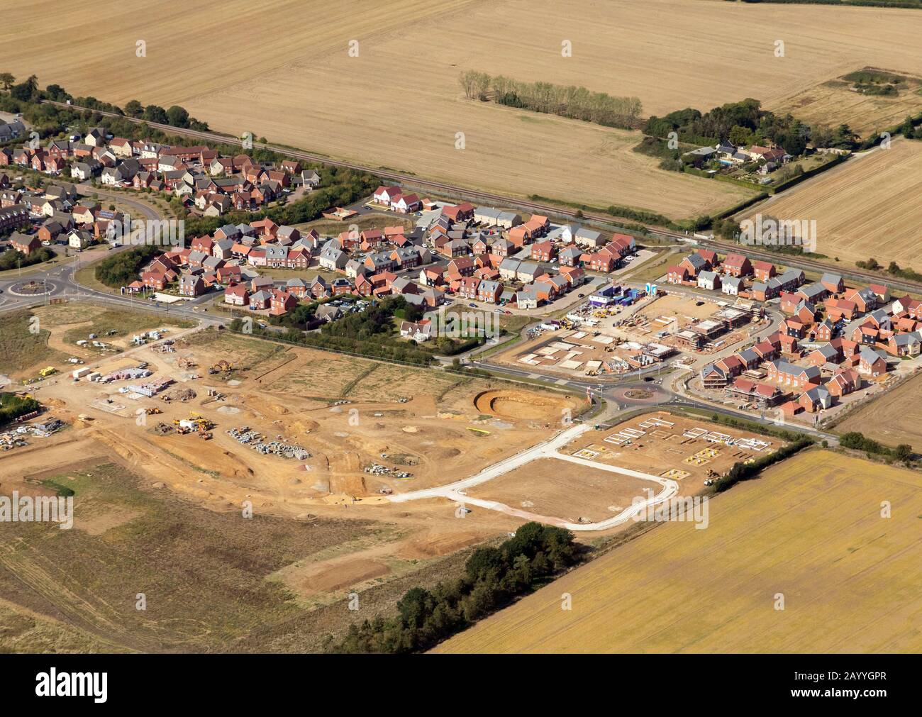 New homes being built on the Moreton Hall Estate, Suffolk, Bury St Edmunds, UK Stock Photo