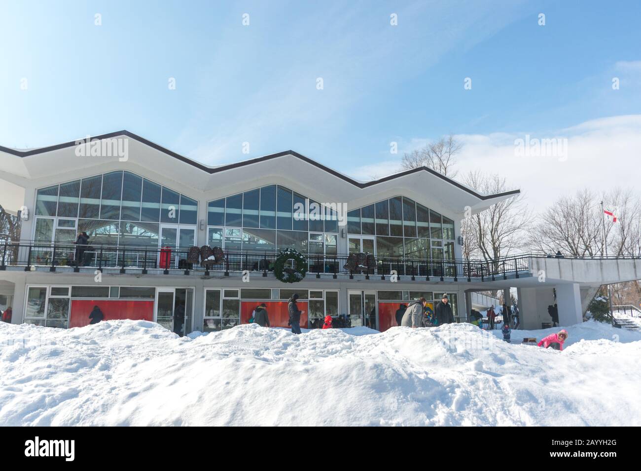 Montreal, Canada February 16, 2020 Beaver Lake Mount Royal Park, Montreal, Quebec, Canada