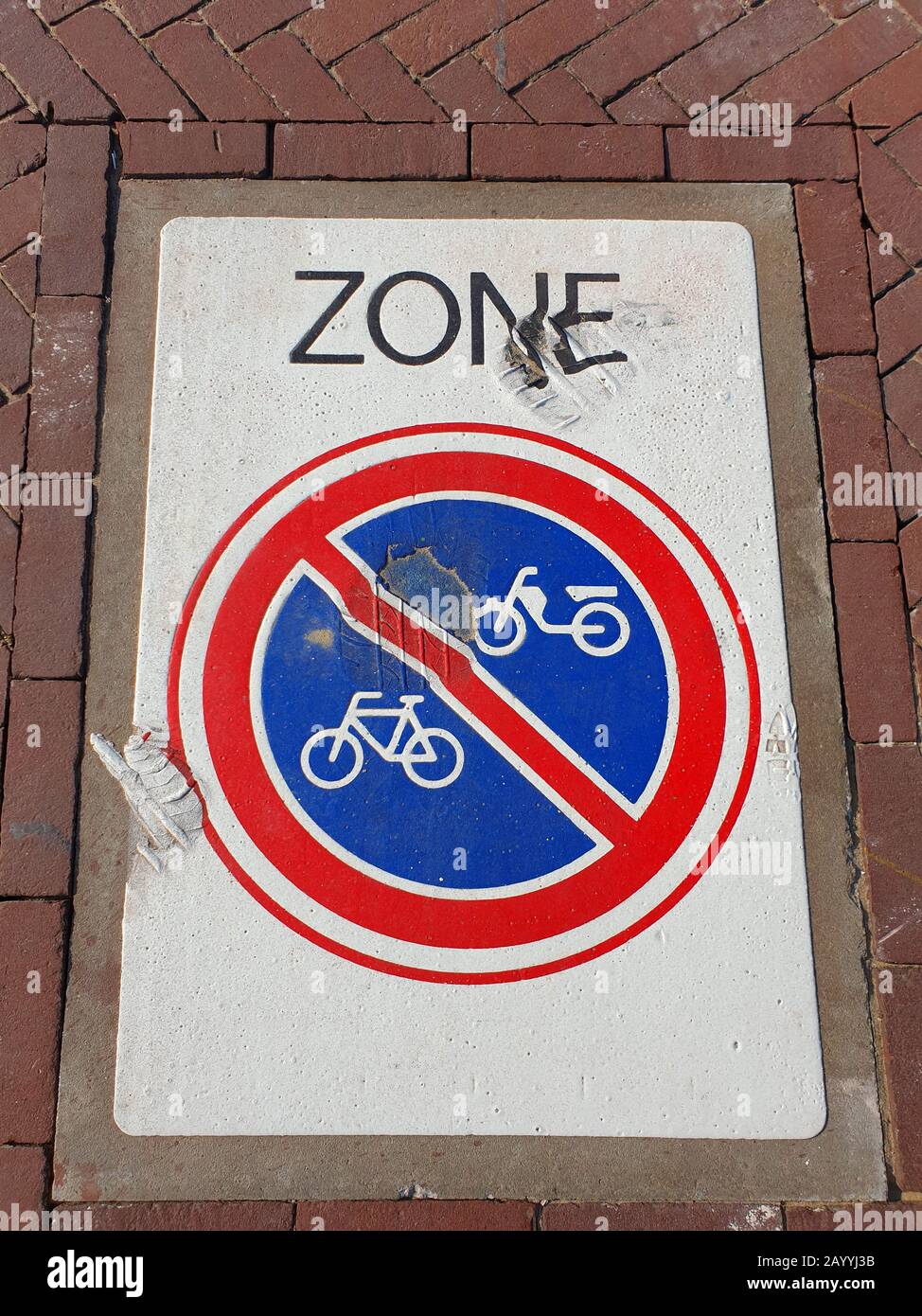 no parking sign for bikes and mopeds, Netherlands Stock Photo