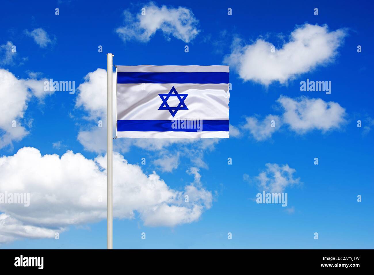 flag of Israel in front of blue cloudy sky, Israel Stock Photo - Alamy