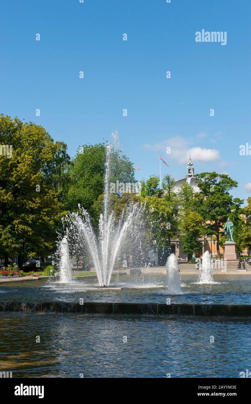 Fountains in a park in Oslo, Norway. Stock Photo