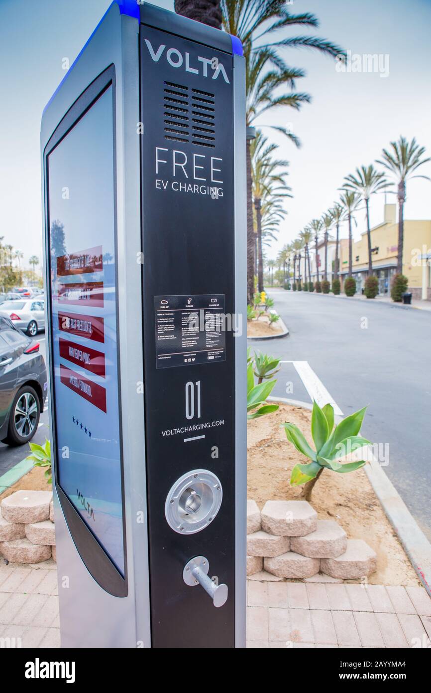 Volta electric vehicle charging station at Whole foods market in Tustin California; USA Stock Photo