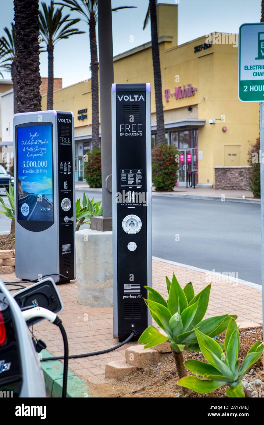 Volta electric vehicle charging station at Whole foods market in Tustin California; USA Stock Photo