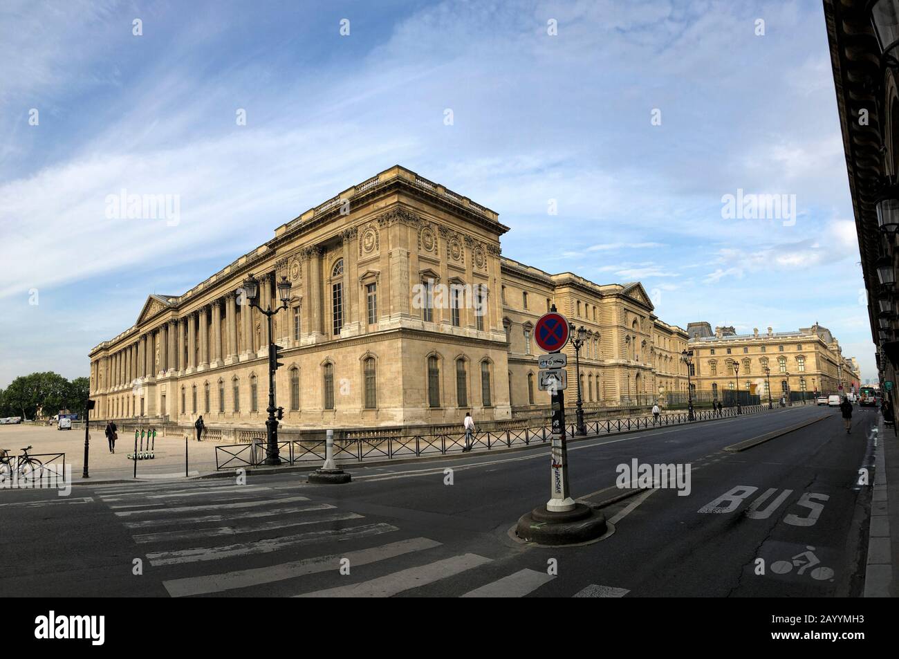 Paris, France - 05.24.2019: Outside of the famous Louvre Museum. Louvre Museum is one of the largest and most visited Museum in the world Stock Photo