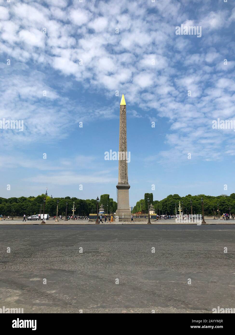 Egyptian Obelisk of Luxor Standing at the Center of the Place de la Concorde in Paris, France Stock Photo