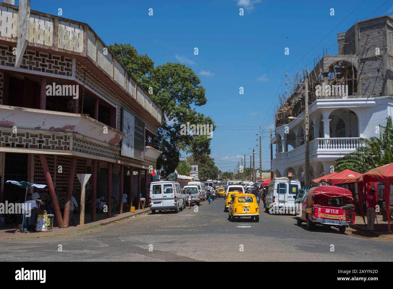 Street scene in Antsiranana (Diego Suarez), Madagascar. Stock Photo