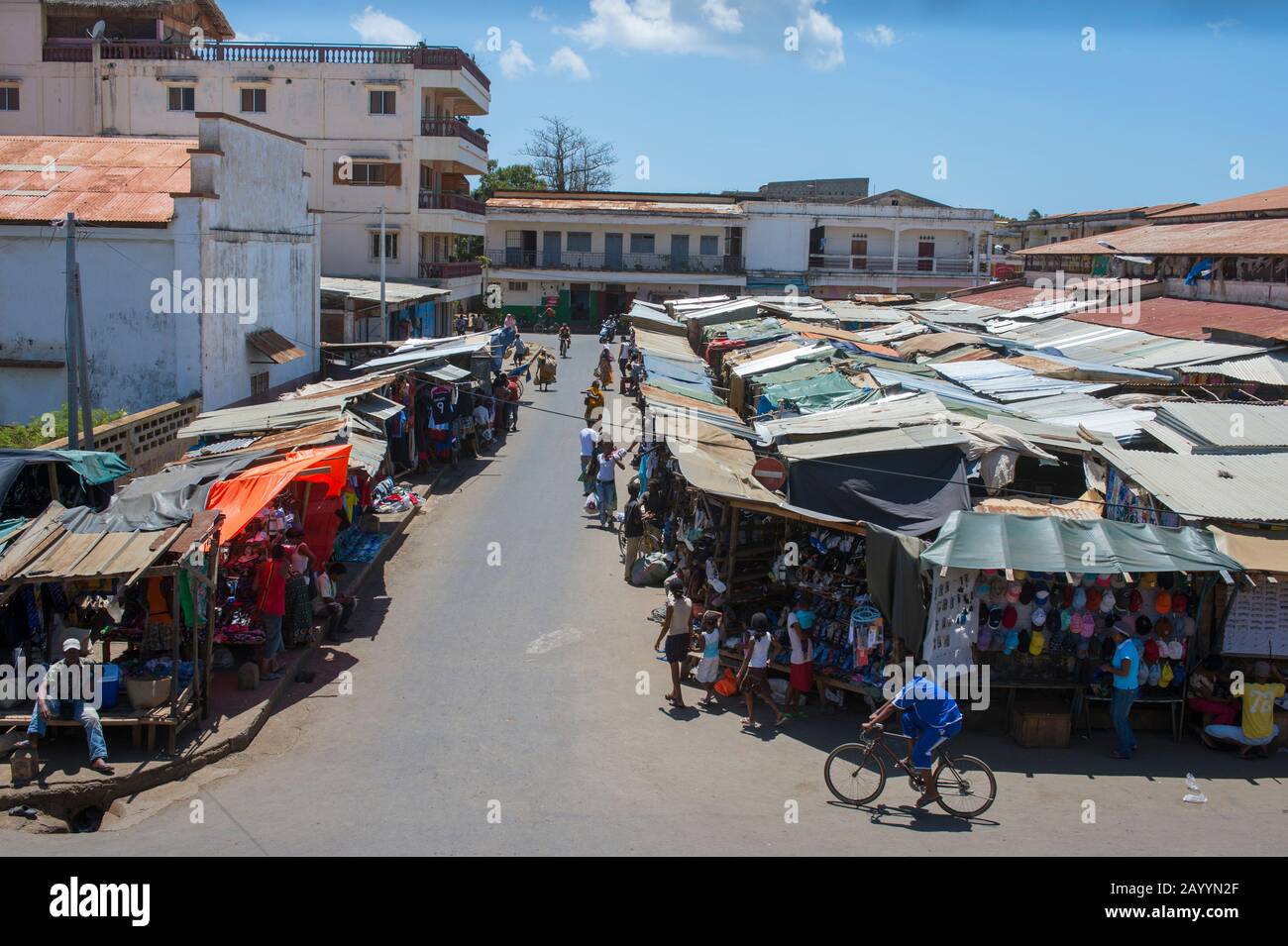 View of a market in Antsiranana (Diego Suarez), Madagascar. Stock Photo