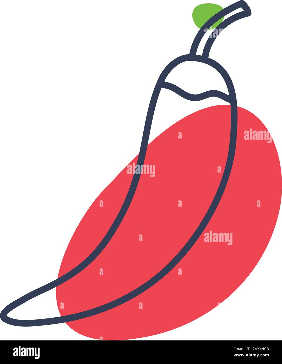 chilli line color style icon design, Vegetable organic food healthy ...