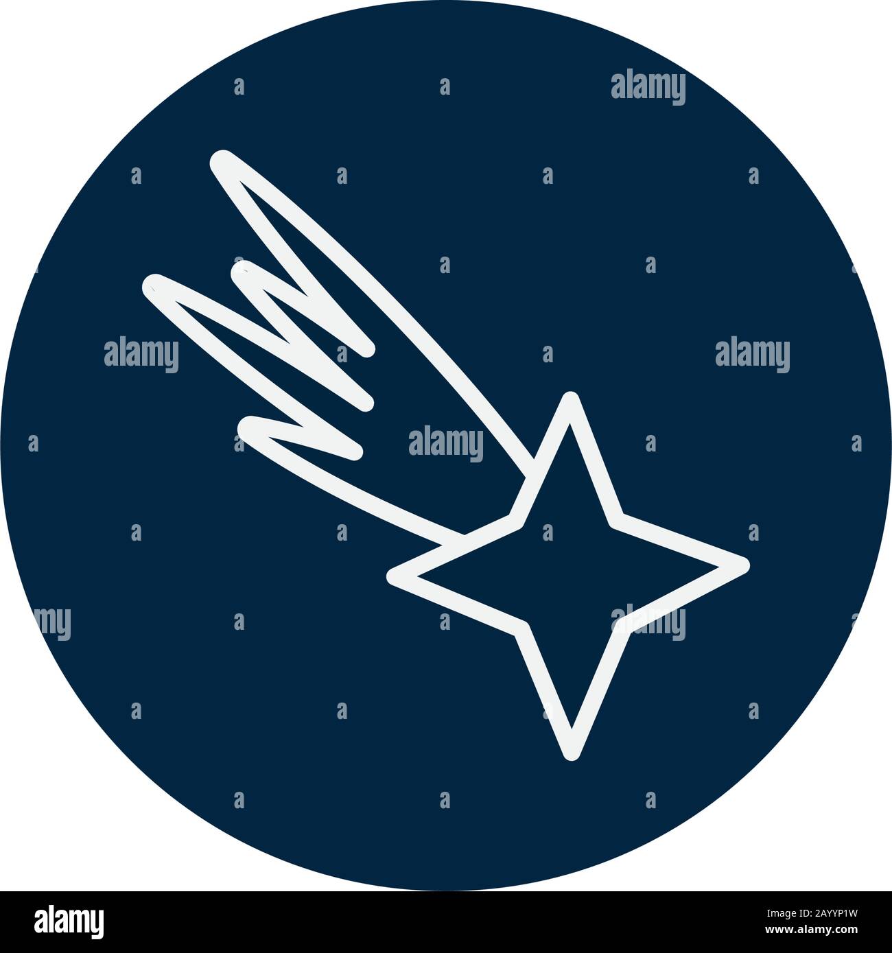 Shooting star line block style icon of Space futuristic cosmos outside ...
