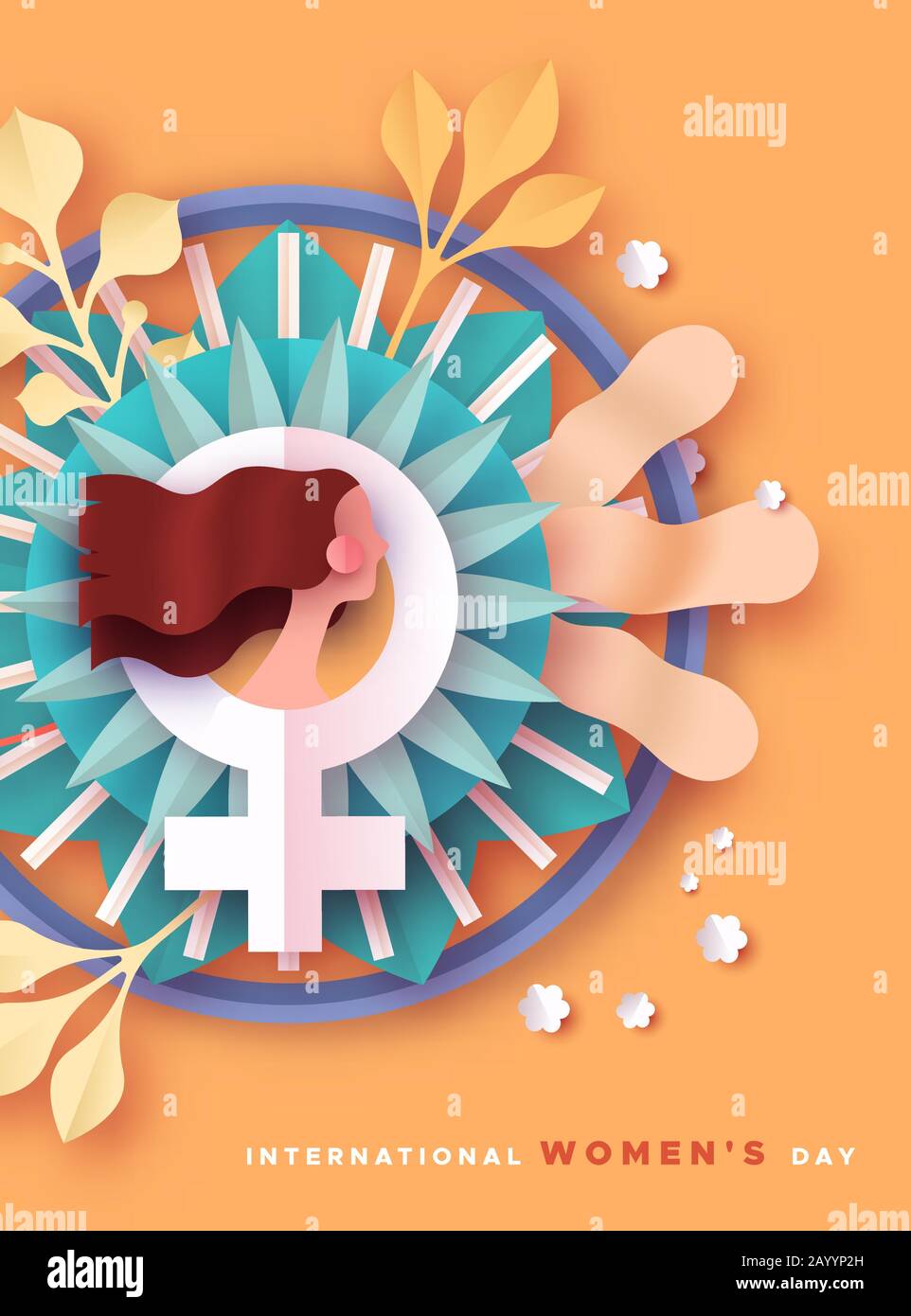 Happy Women Day holiday illustration. 3D papercut spring flowers and ...