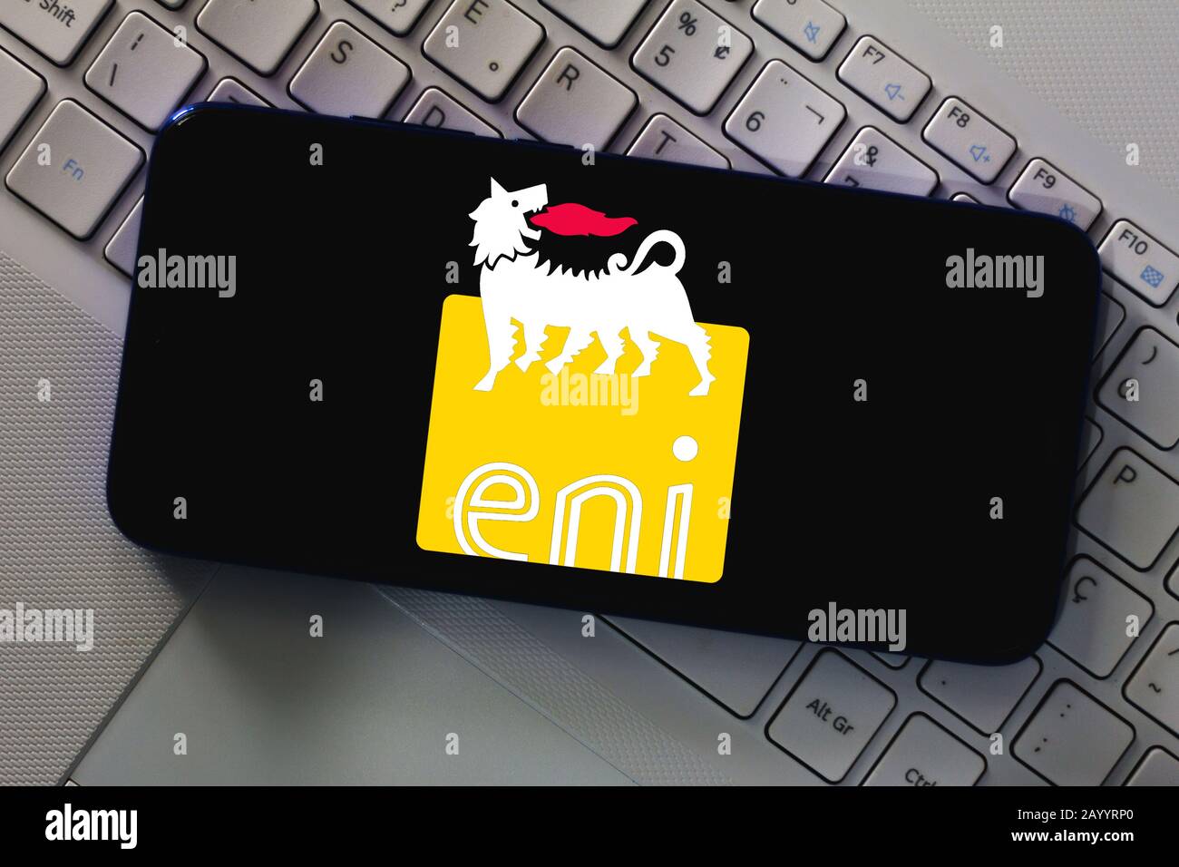 Brazil. 17th Feb, 2020. In this photo illustration the Ente Nazionale Idrocarburi (ENI) logo seen displayed on a smartphone. Credit: Rafael Henrique/SOPA Images/ZUMA Wire/Alamy Live News Stock Photo