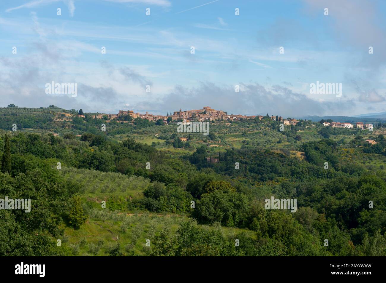 View of a medieval town on a hill near Pienza in Tuscany, Italy Stock ...