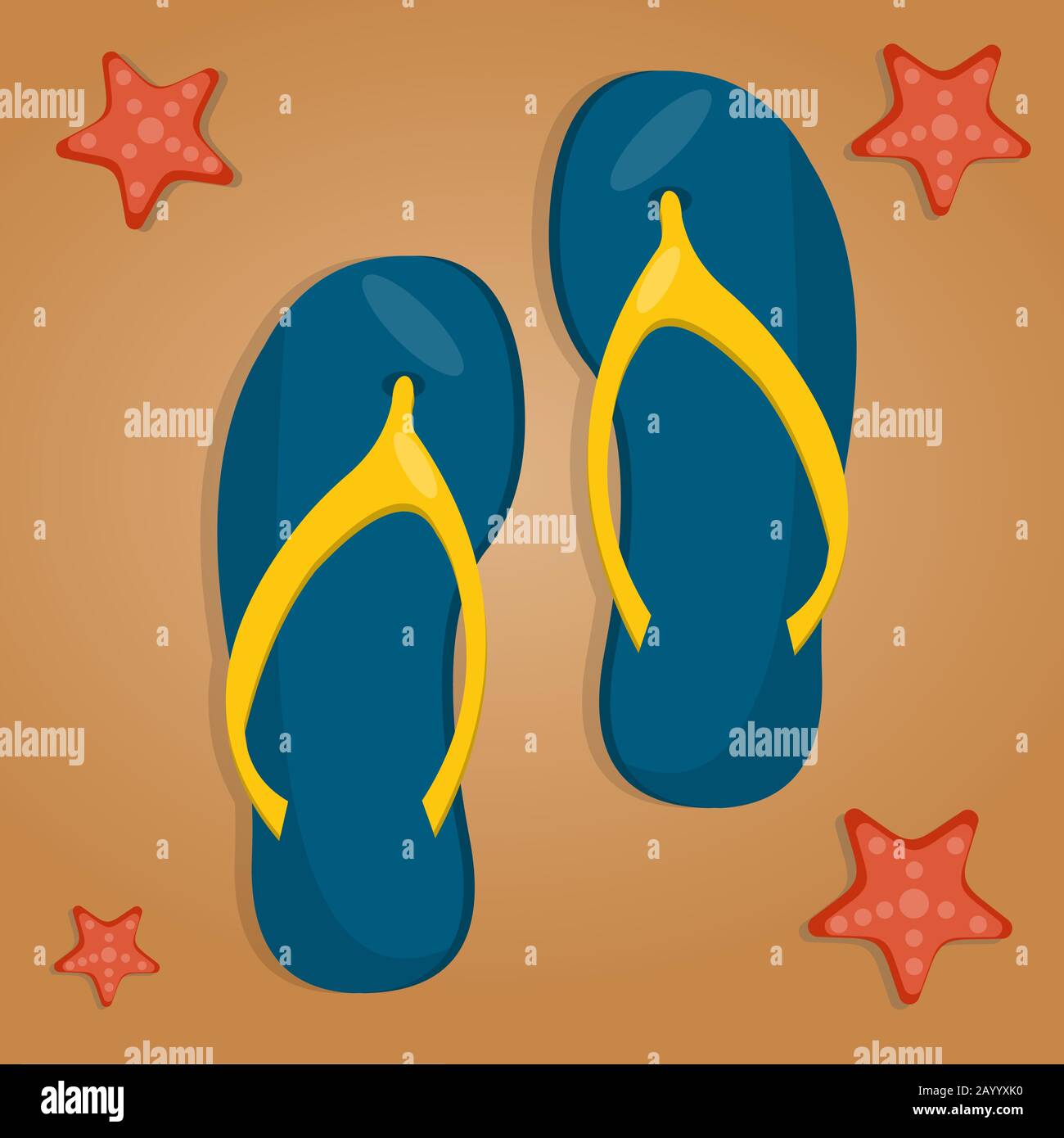 a pair of sandals on the sand for holiday concept vector illustration ...