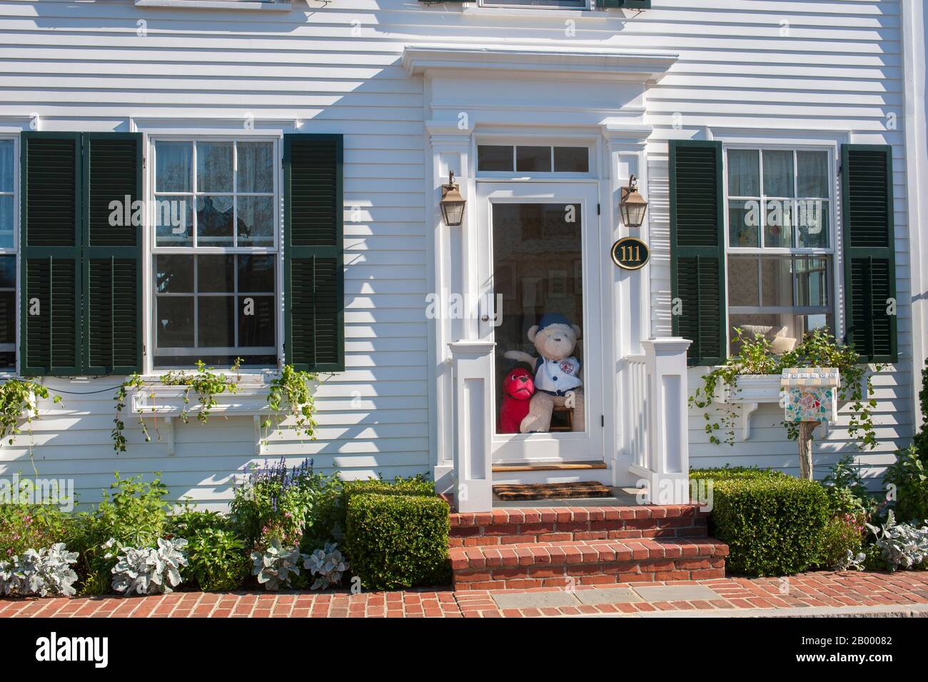 Detail of the front of a house in Edgartown on Martha’s Vineyard, Massachusetts, USA. Stock Photo