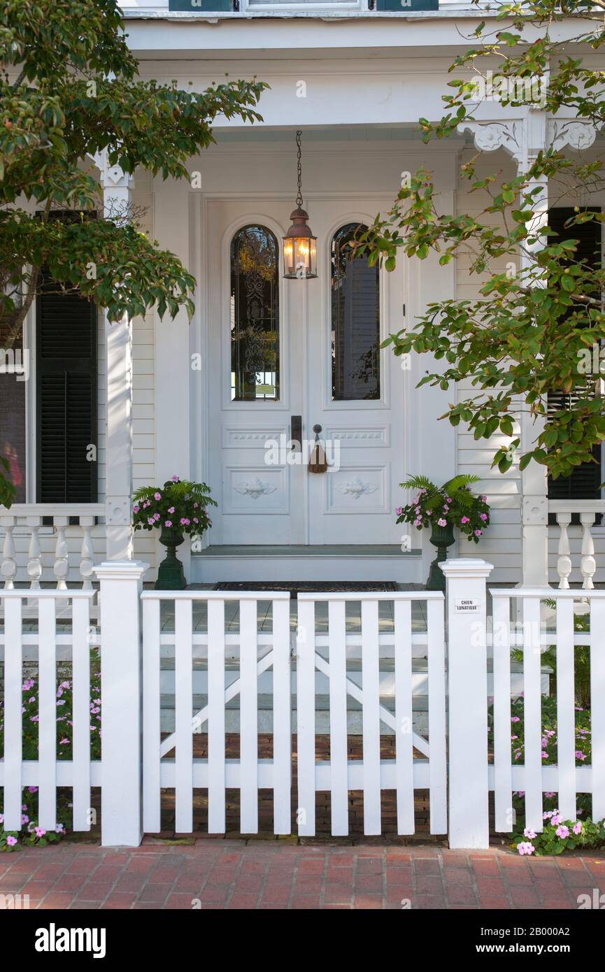 Detail of the front of a house in Edgartown on Martha’s Vineyard, Massachusetts, USA. Stock Photo