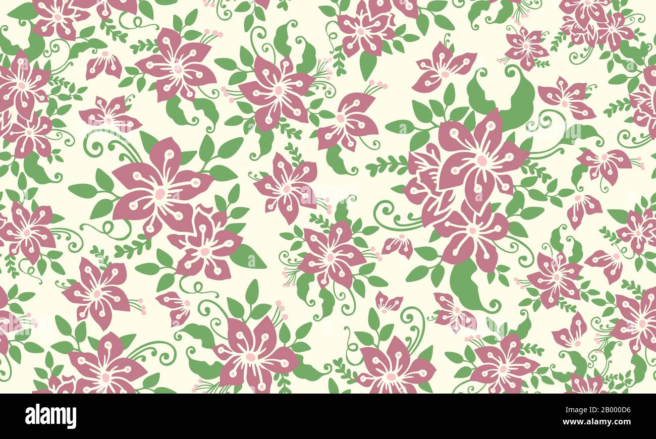 Floral Backdrop Spring Pattern Pattern background for spring, with beautiful flower and leaf design ...