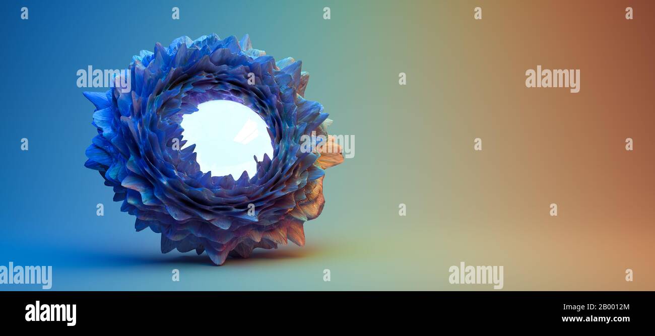 abstract 3D structure with a glowing orb at the center on colorful ...