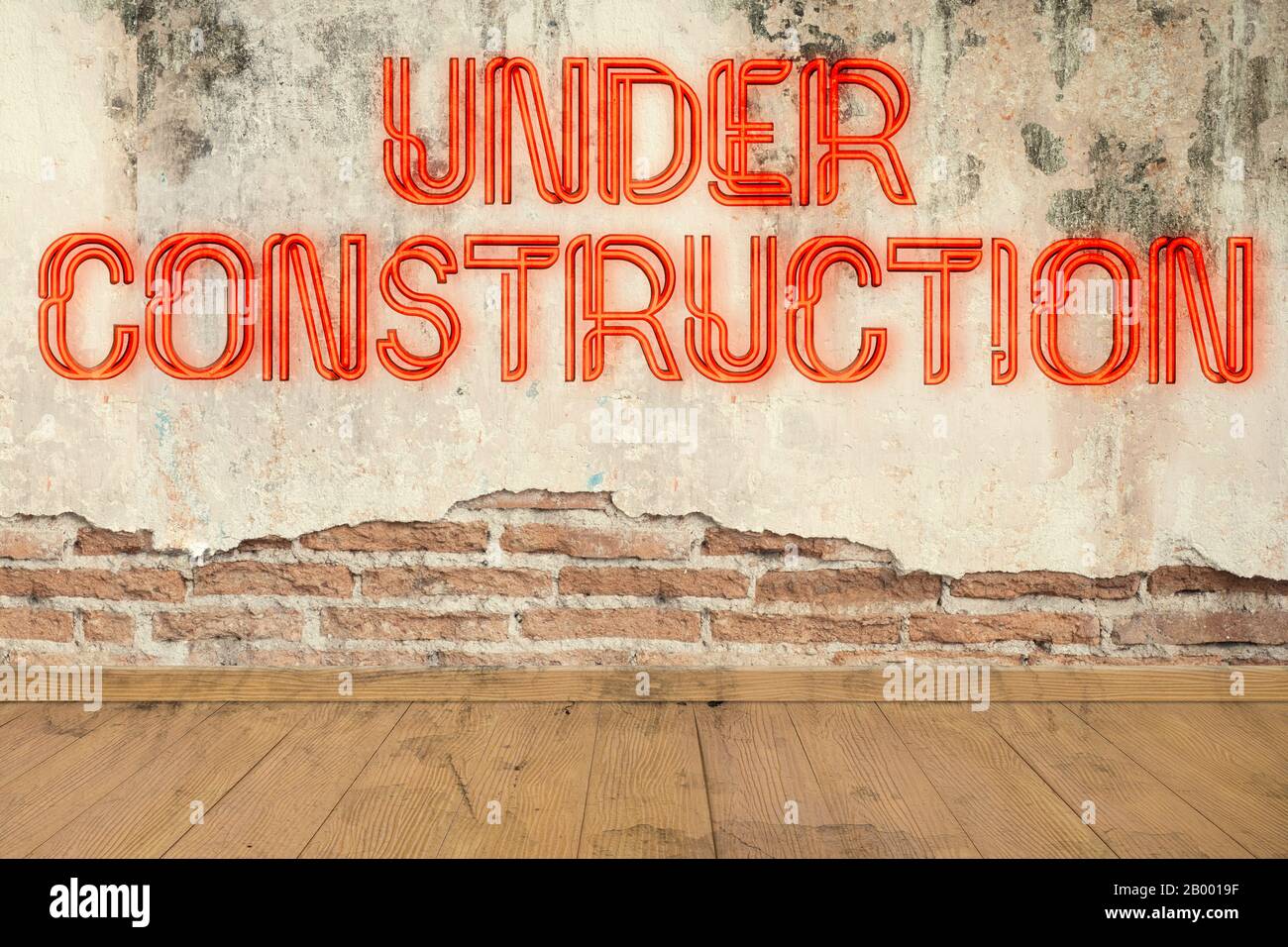 concrete wall with message "under construction Stock Photo Alamy