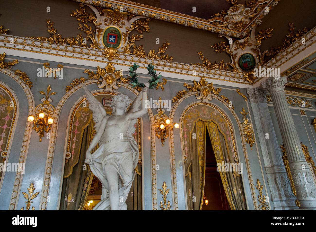 A statue in the interior of the National Theatre in San Jose, the capital city of Costa Rica. Stock Photo