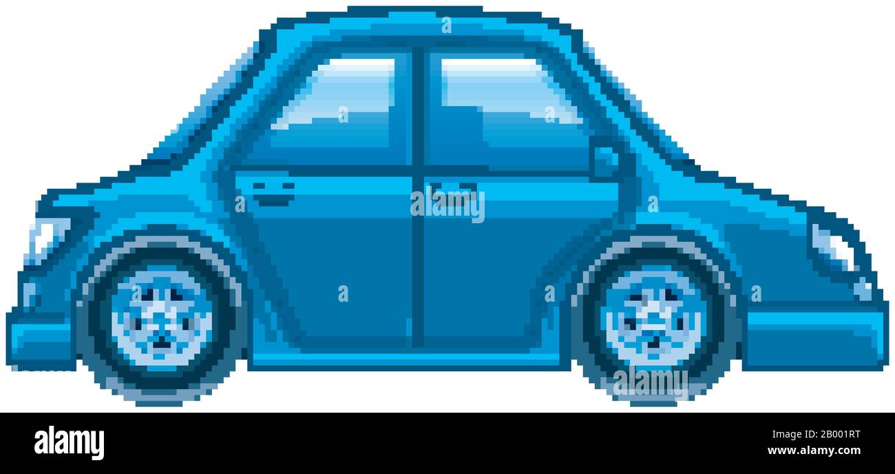 Single picture of blue car on white background illustration Stock ...