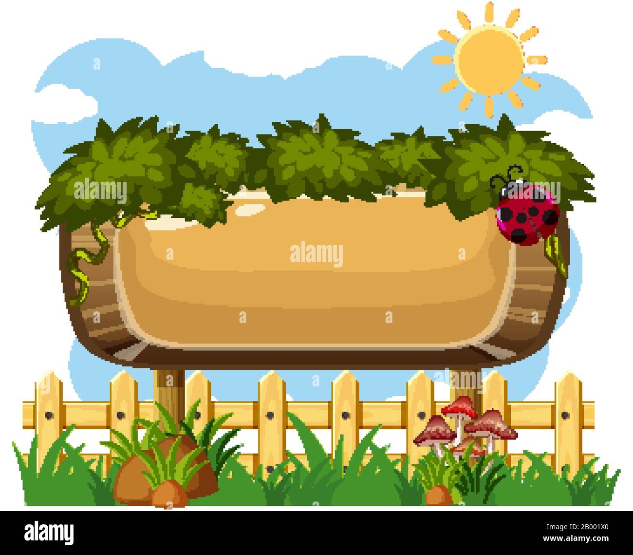 Wooden sign template with ladybug in the park illustration Stock Vector ...
