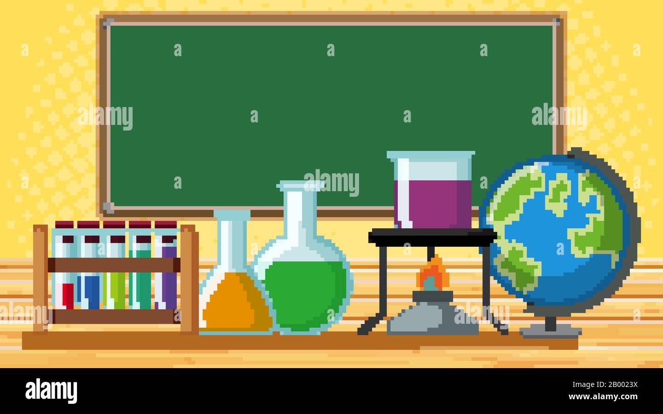 Laboratory room with many science equipments illustration Stock Vector