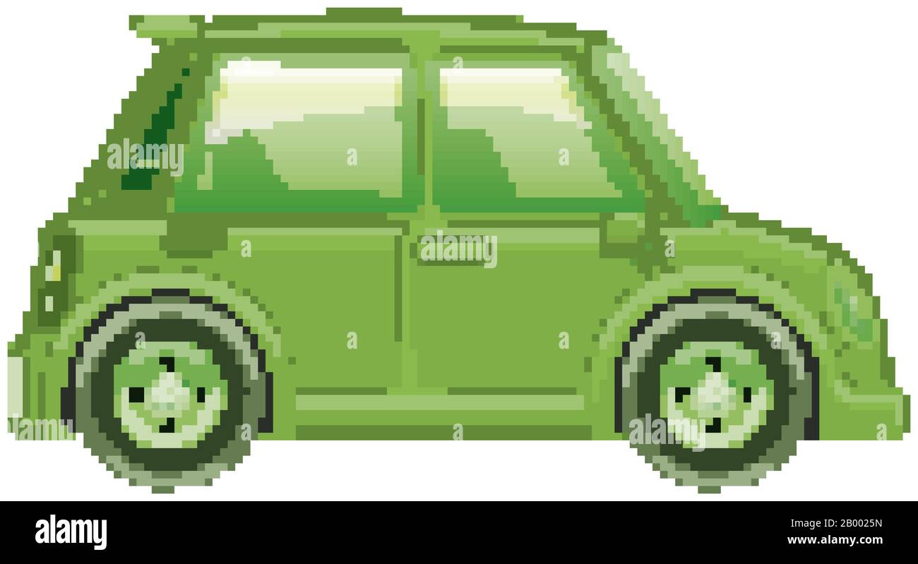 Single picture of green car on white background illustration Stock ...