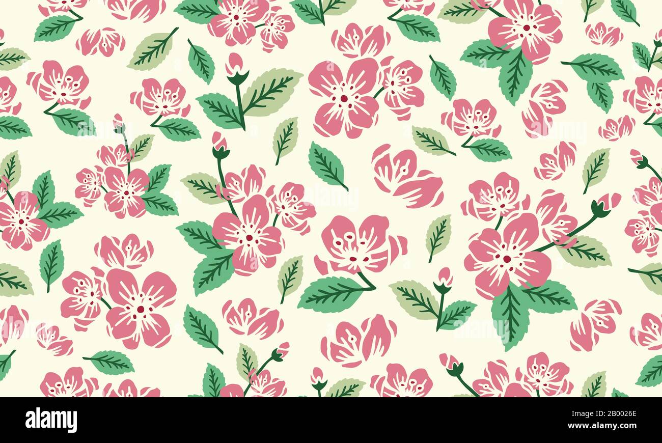 the beauty of floral spring pattern background, with leaf and floral ...