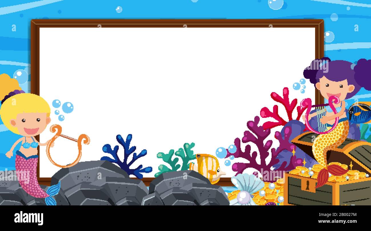 Border template with underwater scene in background illustration Stock ...
