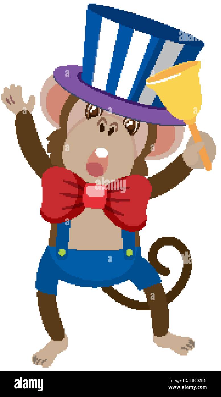 Single character of circus monkey on white background illustration ...