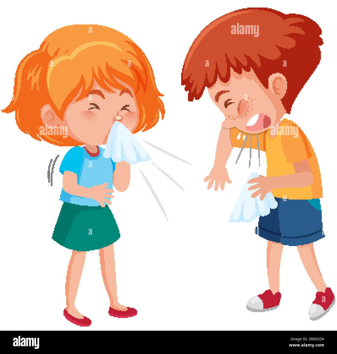 Sick boy and girl coughing on white background illustration Stock Vector  Image & Art - Alamy