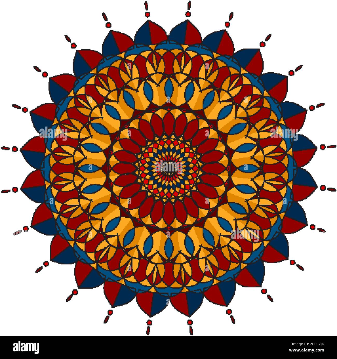 Mandala pattern design in red and blue colors illustration Stock Vector ...