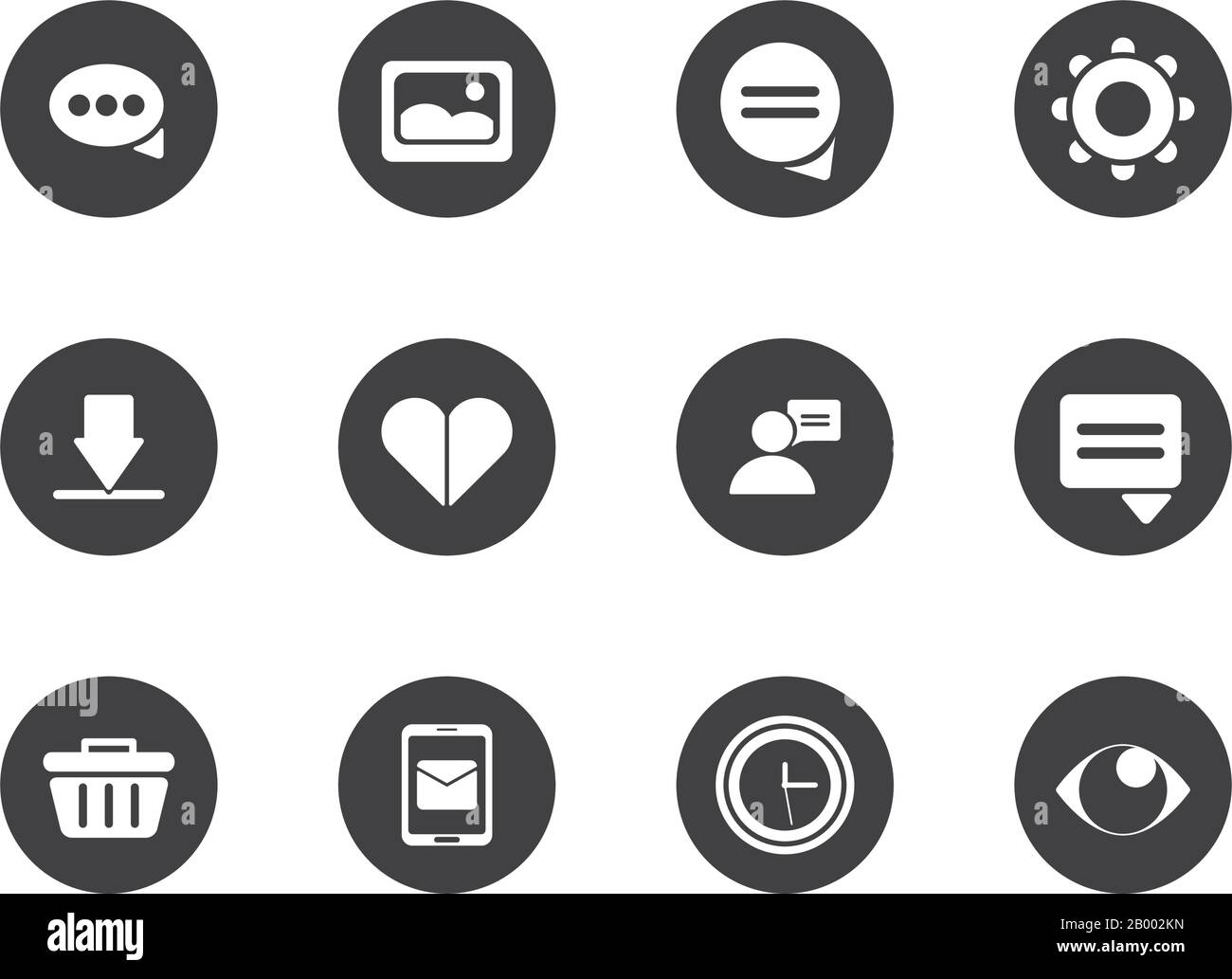 Block flat style icon set design, Social media multimedia communication ...