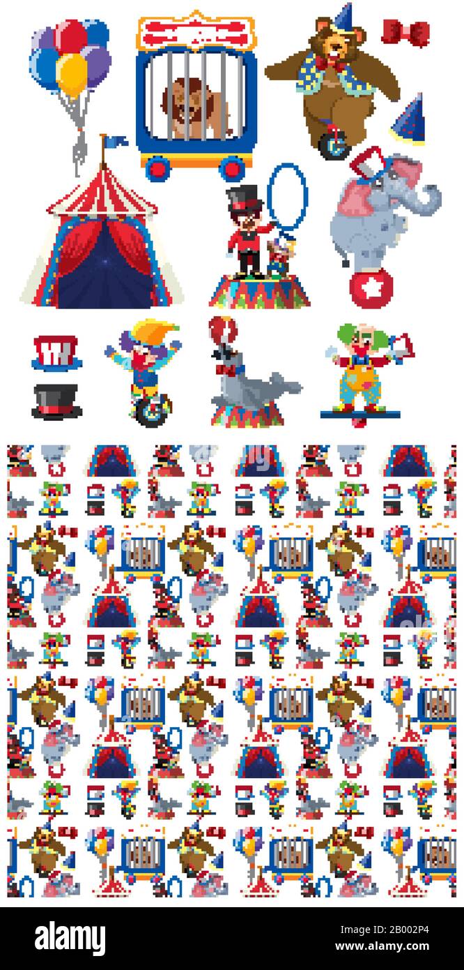 Seamless background design with circus animals illustration Stock ...