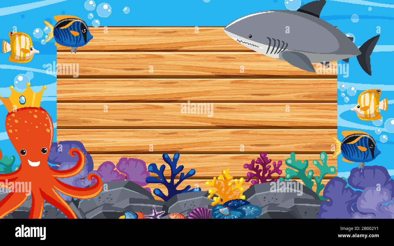 Border template with ocean theme in background illustration Stock