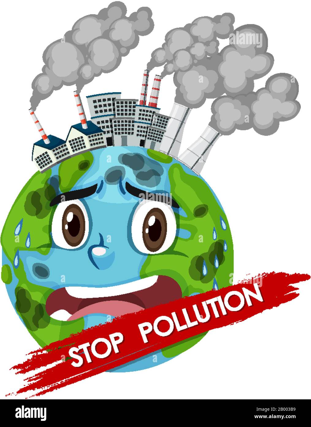 Poster Design For Stop Pollution With World Crying Illustration Stock ...