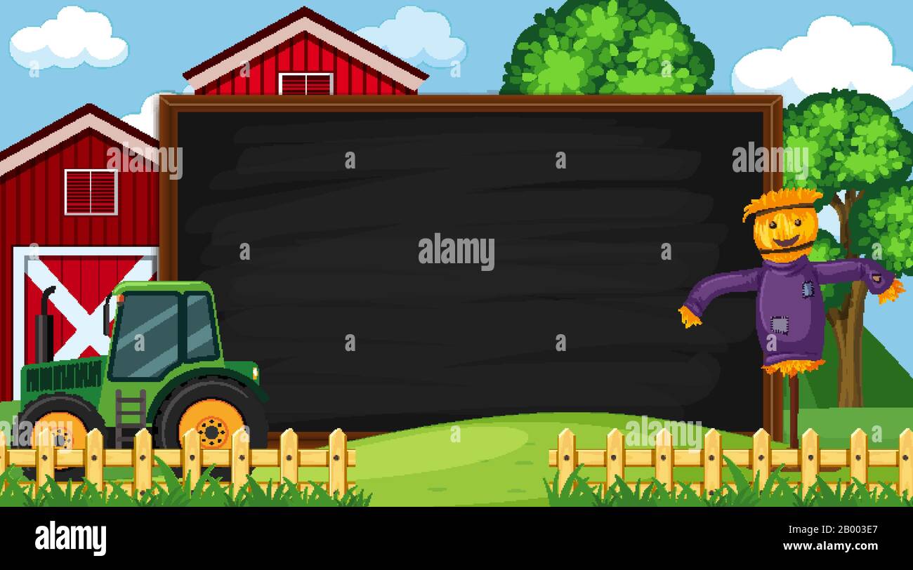 Border template with farm scene in background illustration Stock Vector ...
