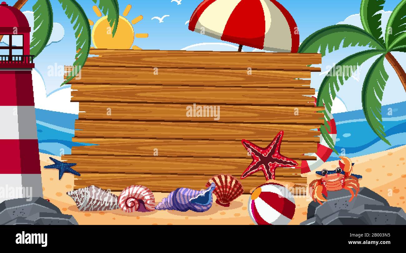 Border template with summer themein background illustration Stock ...