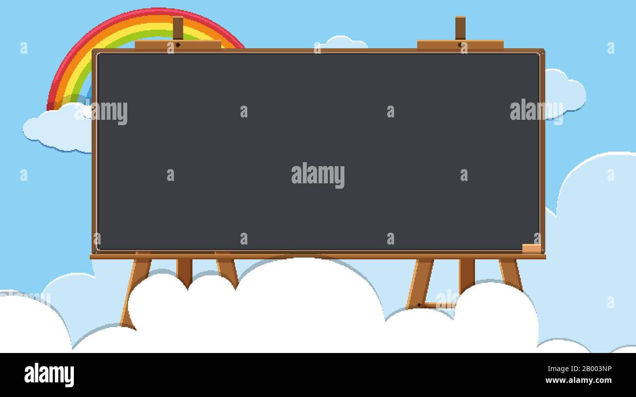 Border template with rainbow in sky background illustration Stock ...