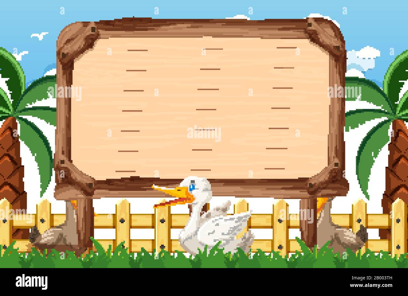 Wooden sign template with ducks in the park illustration Stock Vector ...