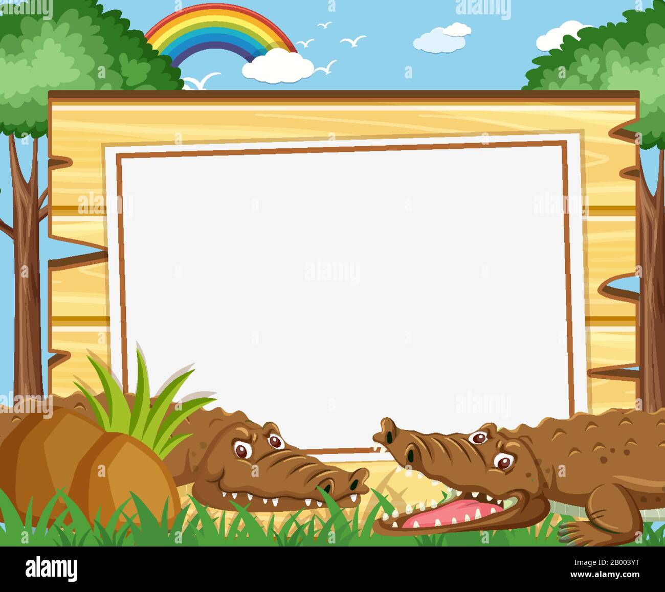 Banner template with brown crocodiles in the park illustration Stock ...