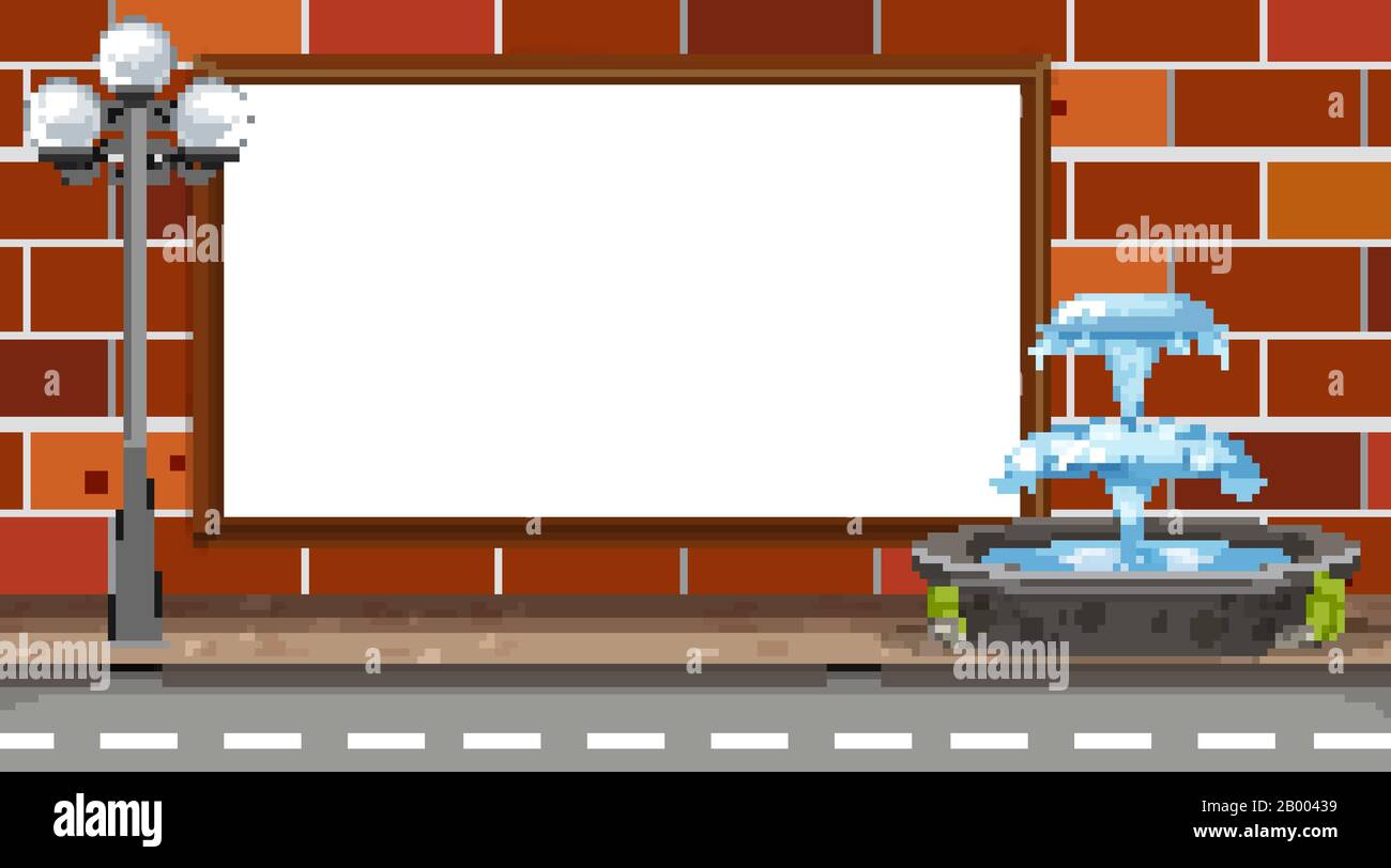 Board template with fountain and street lamp background illustration ...