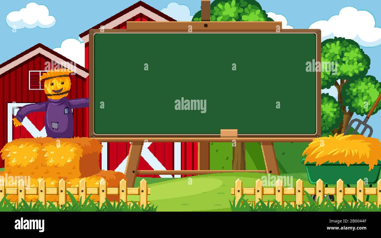 Border template with farm scene in background illustration Stock Vector ...