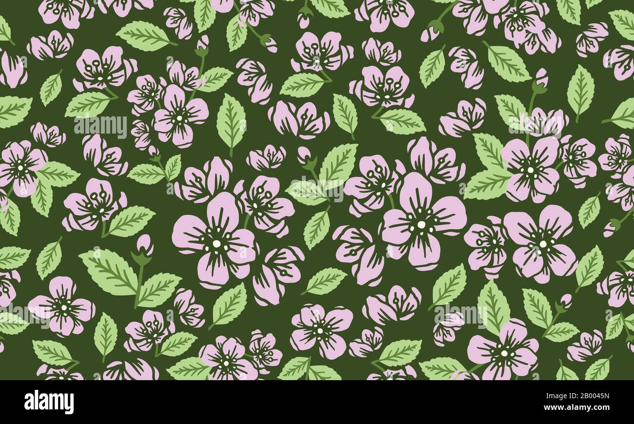 Beautiful of floral spring pattern background, with simple leaf and ...