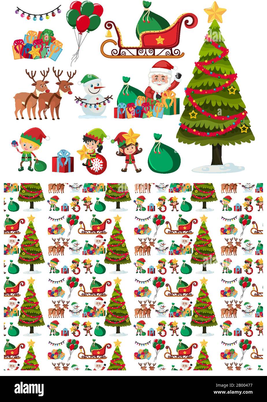 Seamless background design with christmas elements illustration Stock ...