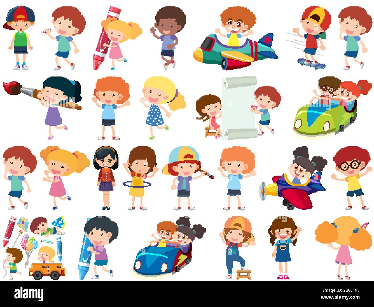 Large set of isolated boys and girls illustration Stock Vector Image ...